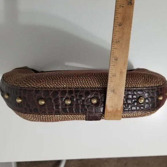 Vintage Eric Javits New York Gold Woven Squishee Studded Hobo Leather Bag - Picture 12 of 16